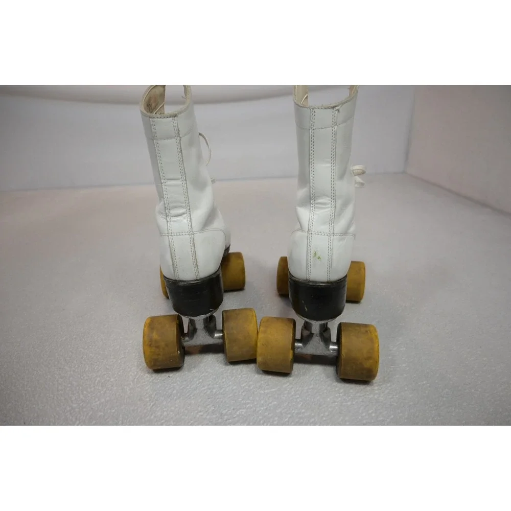 Chicago Roller Skates Unisex‎ Size 5 White Vintage Quad Leather Lace Up Good